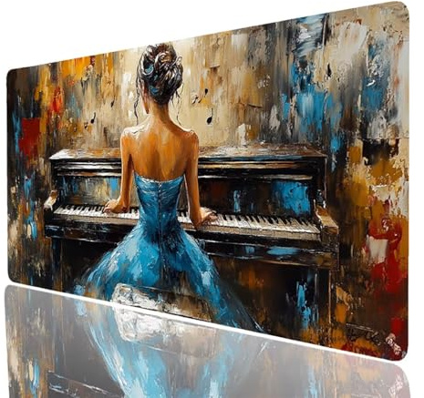 Piano Tapis de Souris Femme Imperméable Tapis de Souris XXL 140x60x0.3cm, Gaming Mouse Pad Améliorer la Précision et la Vitesse, Mouse Pad pour Bureau Gamer Clavier sans Fil Pc Portable JXL-2636