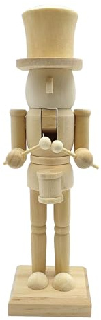 Kashyke Nussknacker Figur aus Holz zum Selbstgestalten 26cm, Weihnachts Dekofigur zum Bemalen - Weihnachtsfigur Adventsfigur Holzfigur Holzsoldat DIY Tisch Deko Austeller (C)