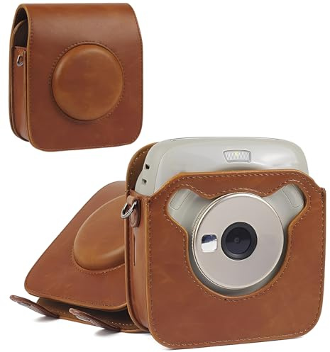 Schutzhülle kompatibel mit Fujifilm Instax Square SQ10 SQ20 Sofortbildkamera, passgenaue PU-Leder-Kameratasche mit verstellbarem Schultergurt und abnehmbarer Frontklappe für Fotografie-Liebhaber