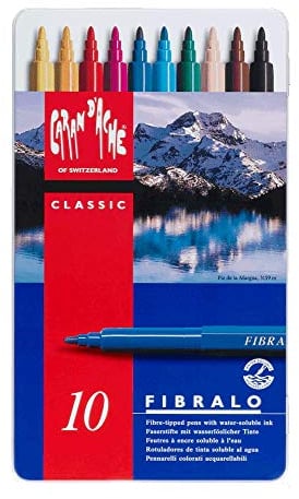 CARAN d'ACHE - FIBRALO Aquarelle Filzstifte in Metallbox - 10 Stück