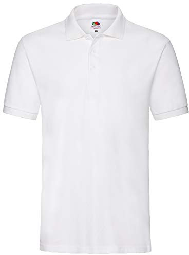 Fruit of the Loom Men's Plain Short Sleeve Polo Shirt - White - white - Medium
