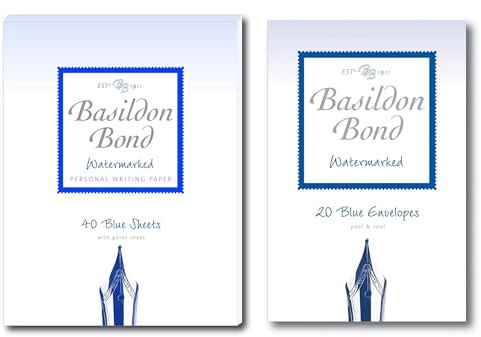 Basildon Bond No 2 Blue Paper Writing Set Includes Writing Pad & Envelopes