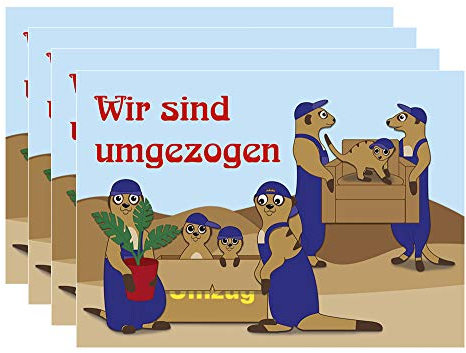 10 Postkarten Wir sind umgezogen fleißige Erdmännchen beim Umzug 1154