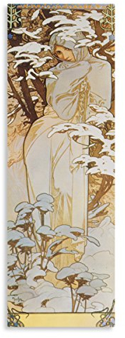WANDKINGS Leinwandbild Der Winter von Alfons Mucha / 30 x 90 cm/auf Keilrahmen