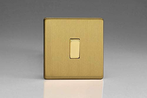 XDB1S Varilight Flat Plate Screwless Brushed Brass 1 Gang Light Switch Decorative Inserts,White,86x86x25mm