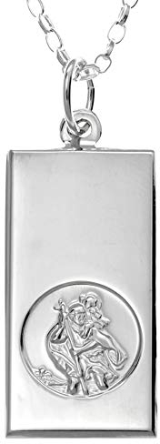 Alexander Castle 925 Sterling Silber Heiliger Christophorus Barren Anhänger Halskette - 26mm x 13mm St Christopher mit 18 Sterling Silber Kette & Schmuck Geschenk-Box