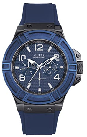 Guess Herren-Armbanduhr Rigor Analog Quarz Silikon W0248G5