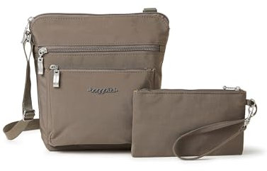 Baggallini Damen Pocket Crossbody Bags for Women 8x8 Small Lightweight Durable Nylon Water-Resistant Travel Purse W/RFID Wristlet Umhängetasche, Portobello