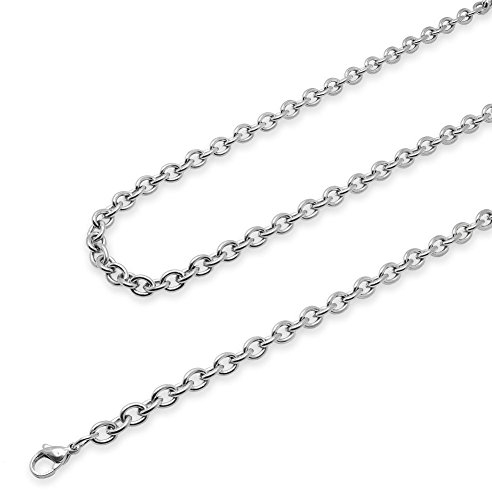 SoulCats Gliederkette Edelstahl Halskette Set Königskette, Größe: 5 mm, Auswahl: Kette 45 cm, Farbe: Silber