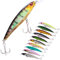 Sougayilang Minnow Angelköder Crankbaits Set Angeln Harte Köder Schwimmköder Boot Topwater Köder für Forelle, Barsch, Angeln, Stil-E 10 Stück