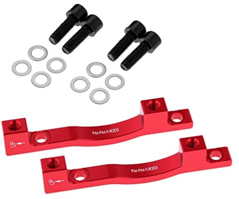 P Prettyia 1 Pair Bike Bicycle Cycling Disc Brake Mount Adaptor for 203mm Front Caliper PM-PM-F/R203, Red