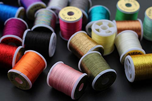 Tigofly Lametta-Faden, 20, klein, 40 Meter, zum Fliegenbinden, Lametta-Schnur, Material (20 Farben)