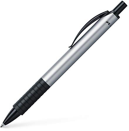 FABER-CASTELL 143411 - Kugelschreiber Basic M, mit auswechselbarer Mine, Schreibfarbe Blau, Schaft Silber, 1 Stück