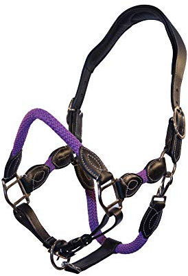 indira Seil-Leder-Halfter pro Flex PP-Strick-Echtleder (Full-Warmblut, Violett 01)