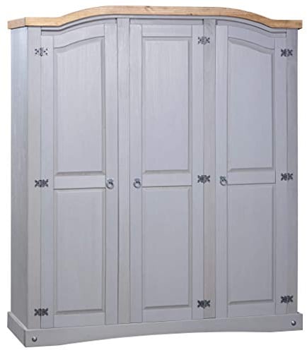 vidaXL Wardrobe Mexican Pine Corona Range 3 Doors Grey