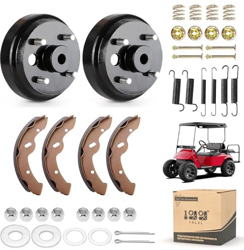 10L0L EZGO Golfwagen-Wartungsset für elektrische EZGO TXT PDS, ab 1997, inkl. Bremsnabentrommeln & Bremsbeläge/Schuhe & Feder-Set, OEM-Nr. 19186G1, 70794G01, 70795G01, 27943G01 (nicht für Gasmodelle)