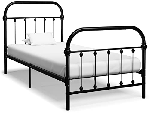 vidaXL Bettgestell Klassisch Metallbett Bett Einzelbett Schlafzimmerbett Bettrahmen Lattenrost Ehebett Schlafzimmermöbel Schwarz Metall 100x200cm