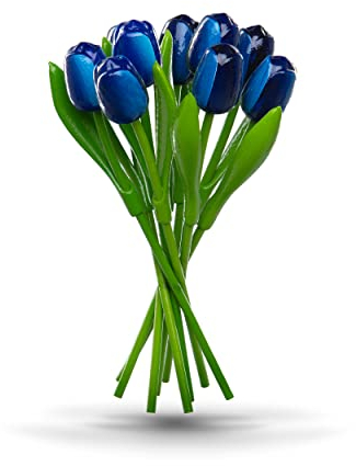 Bouquet di tulipani in legno blu/bianco 9 tulipani in legno alti 34 cm bouquet dipinto a mano decorazione fiori in legno regalo Made in Holland