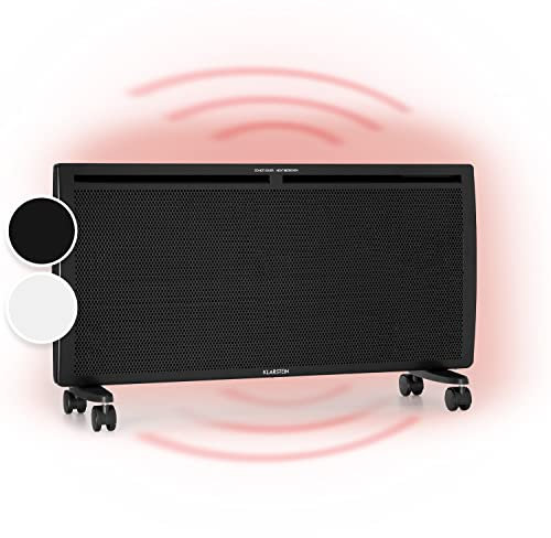 KLARSTEIN Hot Spot Slimcurve Double radiateur 2 en 1 - convection et infrarouge, protection anti surchauffe, minuterie hebdomadaire, pose murale ou sur pied, 2 pieds à roulettes, tôle, 2000 W, noir