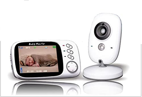 Monitor de bebé con cámara digital, monitoreo de temperatura de voz bidireccional, visión nocturna automática Lullaby 3,2 pulgadas Color LCD Pantalla LCD 2.4GHz Transmisión inalámbrica Larga rango