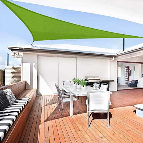 HGTRH Tende da Sole per Esterno 5 Metri 95% Poliestere Anti UV Ombreggiante Telo Balcone, Tenda a Vela Triangolare Impermeabile per Terrazzo Balcone Giardino PiscinaGreen-5X5X5M