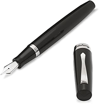 Montegrappa Elmo 02 Jet Black Füllfederhalter in der Farbe schwarz, aus Edelharz und Edelstahl hergestellt, Federstärke: B, Maße: 14.2 x 1.7 cm, 35g, ISE2R5AC