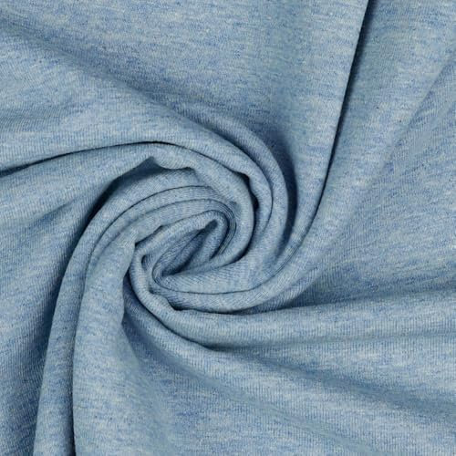 Jerseystoff Uni Meterware Tex Standard 100 zertifiziert 69 Farben zur Auswahl Uni + Meliert (M093 Blau Melange, 50 x 150cm)