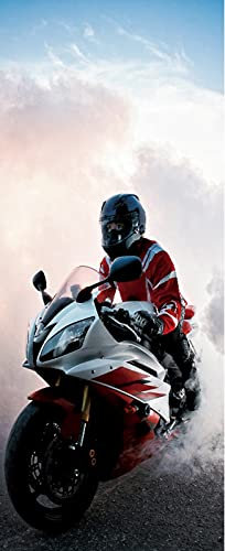 A.Monamour Türtapete Selbstklebend Türfolie Türposter 3D Sport Motorrad Hintergrund Vinyl Folie Türdeko Tapete Wandbild Türaufkleber Türtattoo 90 x 200 cm