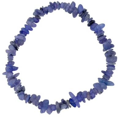 Taddart Minerals - Lila Blaues Splitter Armband aus dem natürlichen Edelstein Tansanit auf elastischem Nylonfaden aufgezogen - handgefertigt