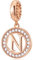 CHAWIN Initial N Letter Charm, Alphabet Rose Gold, 925 Sterling Silver Fit Pandora Bracelets, Necklace, Circle Dangle Gift for Women, Girls, Sparkling Clear Stones