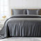 Lanqinglv Satin Bettwäsche Set 200x220 cm Dunkelgrau Grau Seide Glatt Glanzsatin Luxus Sommerbettwäsche Set Satin Polyester Uni Doppelbett Bettbezug mit Reißverschluss und 2 Kissenbezug 80x80cm