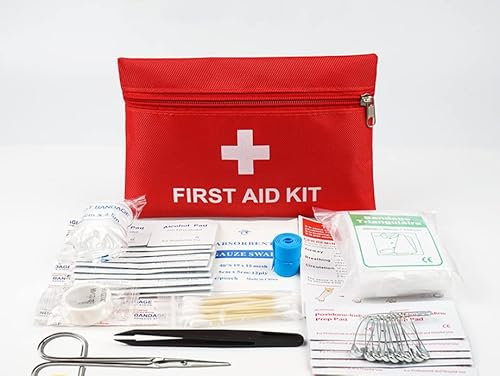 Horn Tools Mini Kit de primeros auxilios, pequeño Kit compacto de supervivencia médica para emergencias en casa, oficina, viajes, senderismo, Camping, al aire libre y lugar de trabajo (14 piezas)