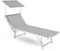 Decor Space Lettino prendisole Jesolo in alluminio e texilene per piscina e giardino con tettuccio (1, grigio)