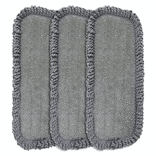 Mikrofaser-Sprühwischmopp-Ersatzköpfe für nasse oder trockene Bodenreinigung und Schrubben, wiederverwendbar, waschbar, Ersatz-Pads, kompatibel mit Bona-Bodenpflegesystem, 3 Stück (45 x 19 cm)