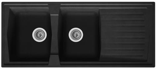 Liquida AR20BL 2.0 Bowl SMC Composite Reversible Inset Large Black Kitchen Sink