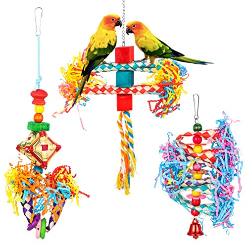 AKlamater 3 Pack Budgies Shredding Bird Parrots Chewing Foraging Toys