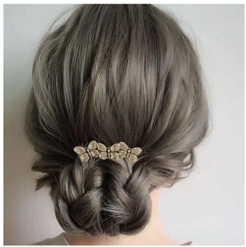 Dervivea Vintage Schmetterling Haarkamm Clip Gold Schmetterling Haar Seitenkamm Böhmen Gold Haarkämme Metall Haarkämme Haarspange Dekorativer Haarschmuck für Frauen und Mädchen Kopfschmuck