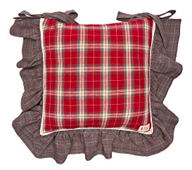 NUVOLE DI STOFFA 2er Set Stuhlkissen mit Volant BONNIE Weihnachtsrot 40x40 cm