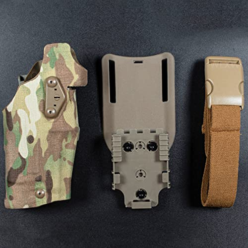 Tactical Airsoft Holster Airsoft Right Handed Holster for Glock 17/19 Compatible with X300 Lights Holster QLS Quick Mount Adapter Leg Shroud Drop,CP