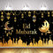 Eid Ramadan Mubarak Banner Dekoration, Schwarz Gold Extra Große Stoff Eid Mubarak Hintergrund Banner, Eid Ramadan Schild Poster für Muslim islamische Party Deko Garten Tabelle Mauer