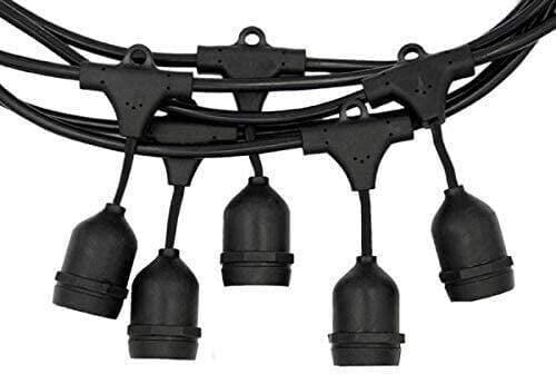 Teramo led LED-Lichterkette mit 10 Lampenfassung, schwarzes Kabel, E27, 10 m, wasserdicht, verlängerbar (Leuchtmittel nicht im Lieferumfang enthalten)