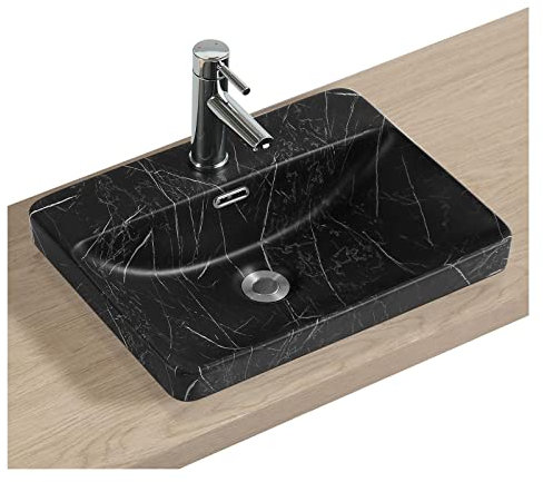 MOB-IN Vasque rectangulaire à encastrer en céramique 48 x 37 cm Lea Noire