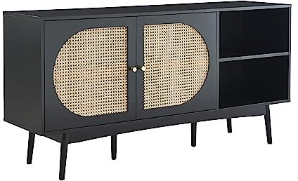 BAÏTA Anatole Anrichte, Schwarz und Rattangeflecht