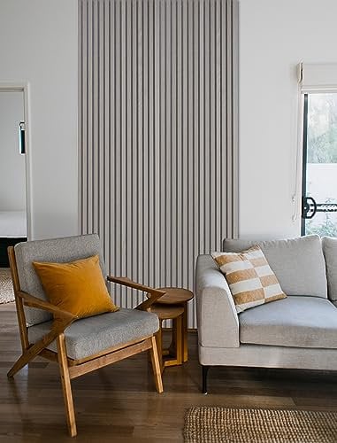 Acoustic Wood Slat wall panels veneer decorative oak 3D living room kitchen cladding New (Grey Oak)