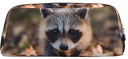 Cub Waschbär-Druck-Bleistiftbeutel, stilvolles Leder für Federmäppchen, farbe, 5.0cm*10.5cm*20.5cm, federmäppchen