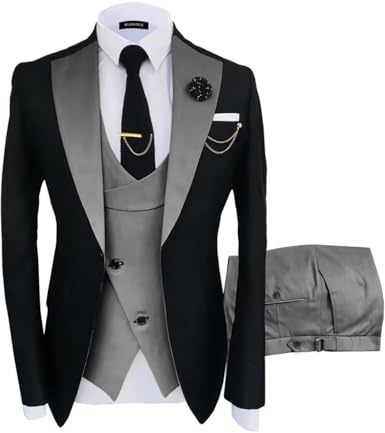 Wangyue Mens Suit 3 Piece Slim Fit Suits for Men Wedding Prom Tuxedo for Men Formal Business Suit