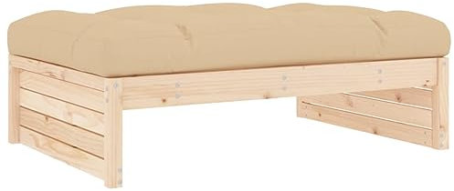 vidaXL Gartenhocker, Sitzhocker mit Kissen Latten-Design, Modular Holz Hocker für Garten Terrasse, Fußhocker Gartenmöbel, Massivholz Kiefer