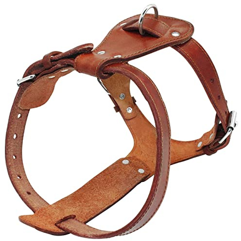 Outdoor-Geschirr Aus Echtem Leder, Verstellbares Hundegeschirr, Weste Für Hunde, Mittelgroße Bis Große Bulldogge, Labrador, Deutscher Schäferhund, Braun,Braun,L