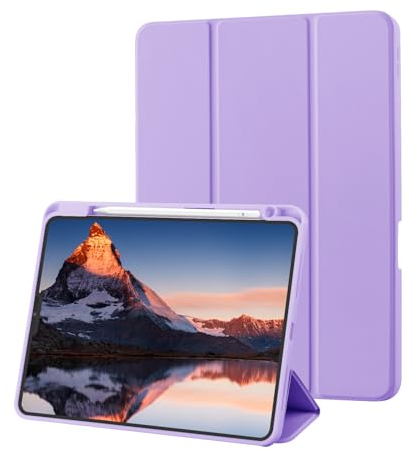Custodia Cover Compatibile con iPad PRO 11 2022/2021/2020 Con Portapenne, Supporta la Ricarica di Pencil 2a Gen, Copertina Posteriore Morbida in TPU Sottile, Auto Sveglia/Sonno, Viola
