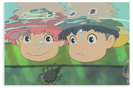 Ponyo Animated Film Studio Ghibli Inc Poster Leinwand Poster Schlafzimmer Dekor Sport Landschaft Büro Zimmer Dekor Geschenk 20 x 30 cm